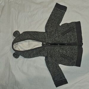 Cherokee Newborn Gray Zippered Hoodie with Animal Ears Used